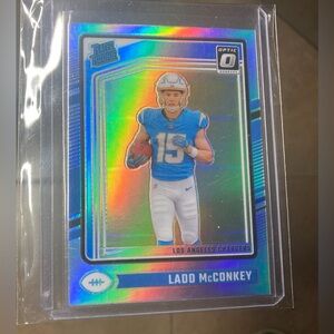 2024 Donruss Optic Ladd McConkey Silver Holo Rated Rookie Prizm #266 RC Chargers
